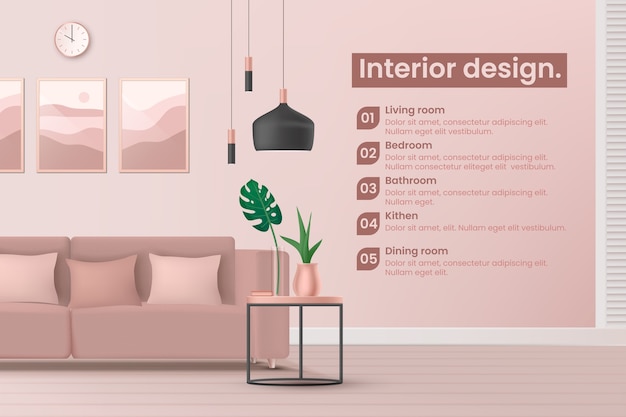 Vettore gratuito modello realistico di interior design