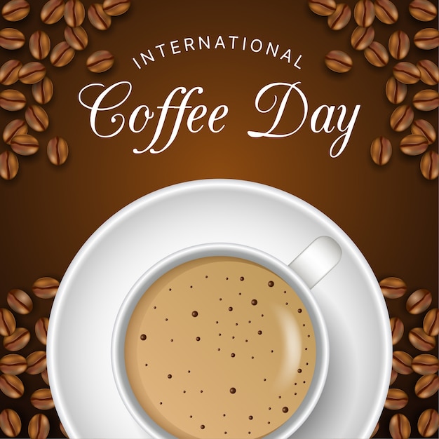 Реалистичная иллюстрация международного дня кофе