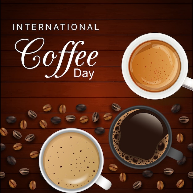 Free vector realistic international coffee day illustration