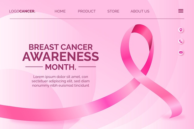 Реалистичный шаблон целевой страницы международного дня борьбы с раком груди