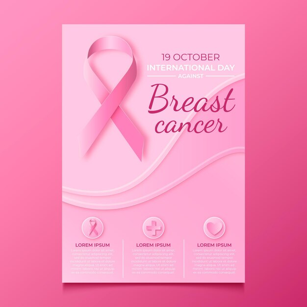 realistic international day against breast cancer vertical poster template