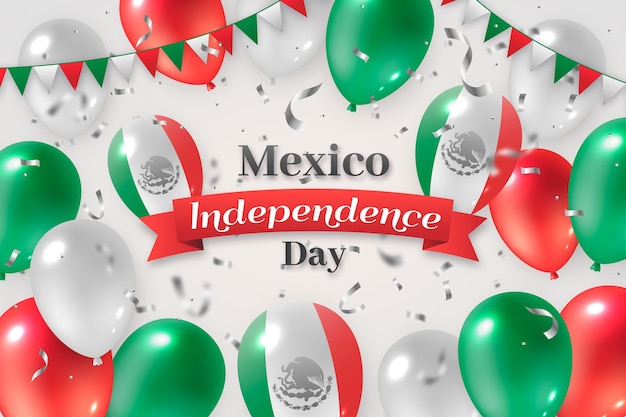 Realistic international day of mexico balloons background