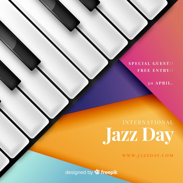 Realistic international jazz day background