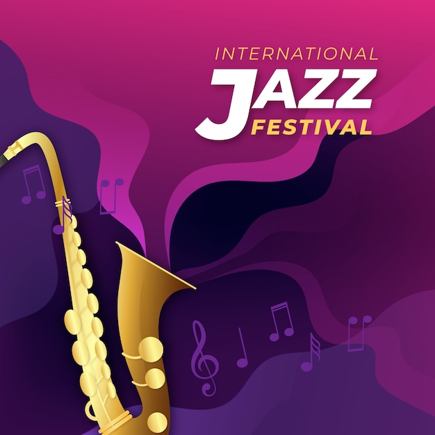 Realistic international jazz day background