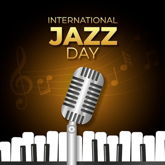 Free vector realistic international jazz day concept