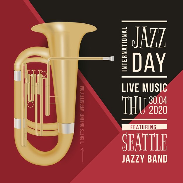 Free vector realistic international jazz day concept