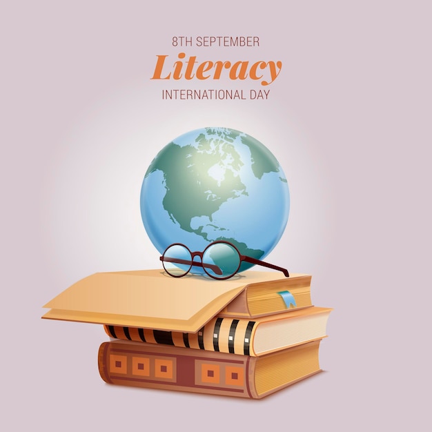 Vettore gratuito realistica giornata internazionale dell'alfabetizzazione