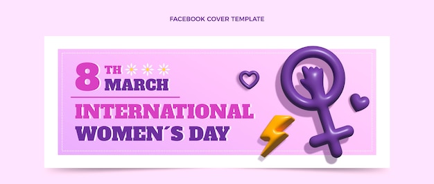 Realistic international women's day social media cover template