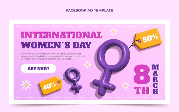 Realistic international women's day social media promo template