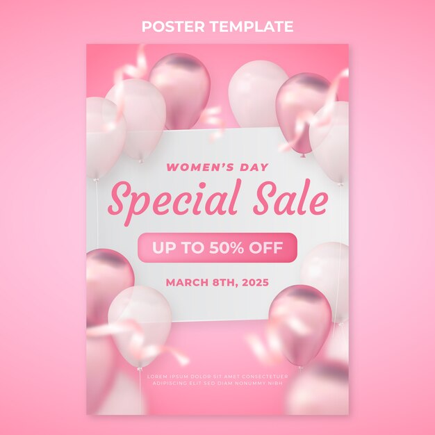 Realistic international women's day vertical poster template