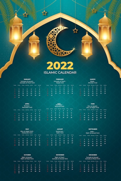 Modello di calendario islamico realistico