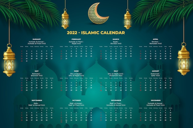 Realistic islamic calendar template