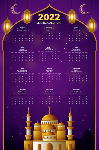 Realistic islamic calendar template