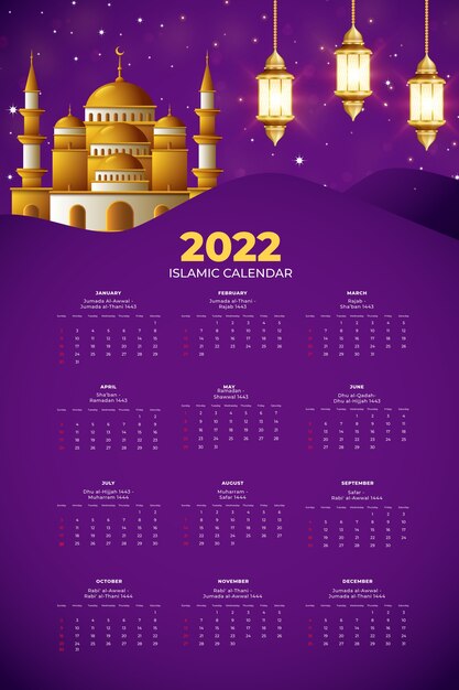 Реалистичный шаблон исламского календаря