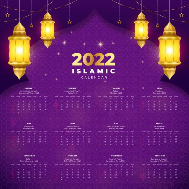 Realistic islamic calendar template