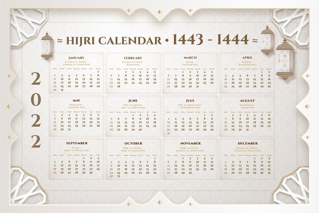 Реалистичный шаблон исламского календаря