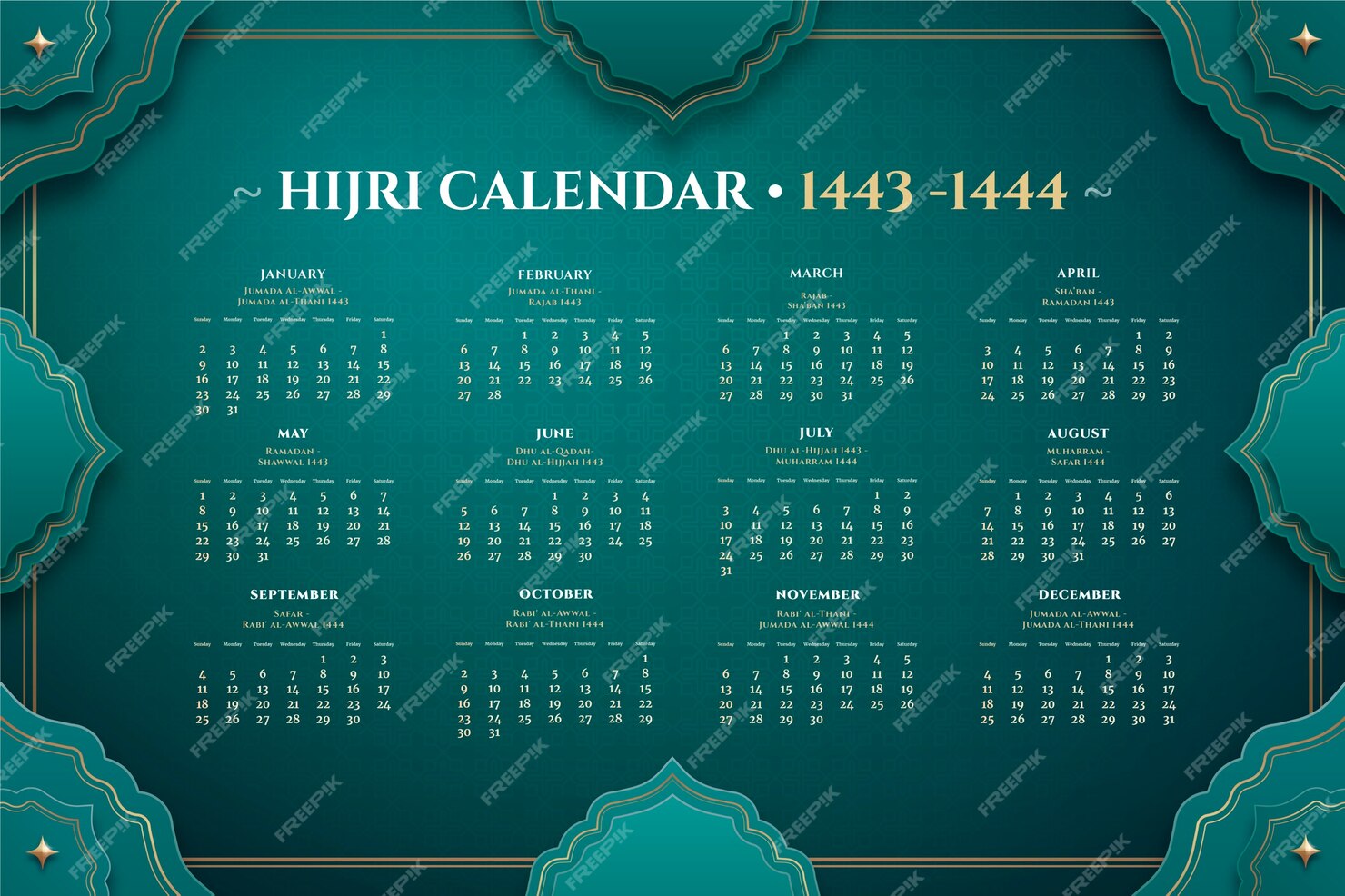 free-vector-realistic-islamic-calendar-template