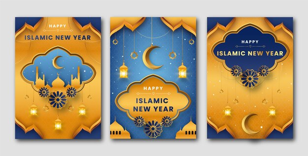 Collezione di carte di Capodanno islamica realistica