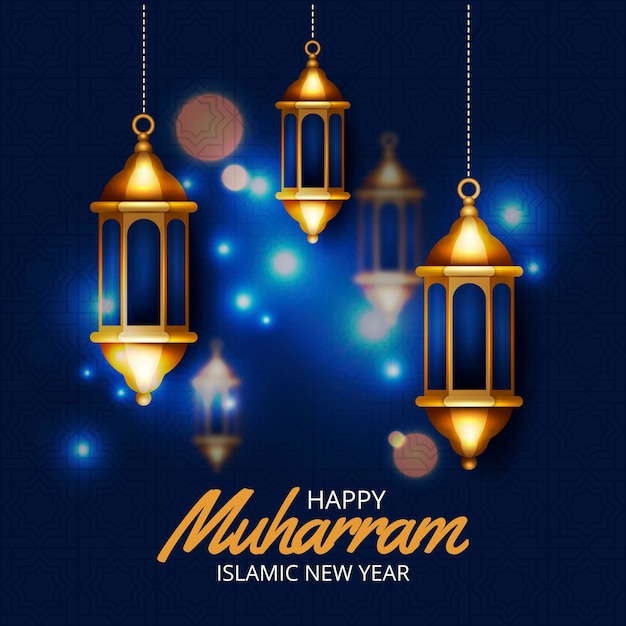 Realistic islamic new year concept