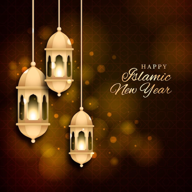 Realistic islamic new year concept