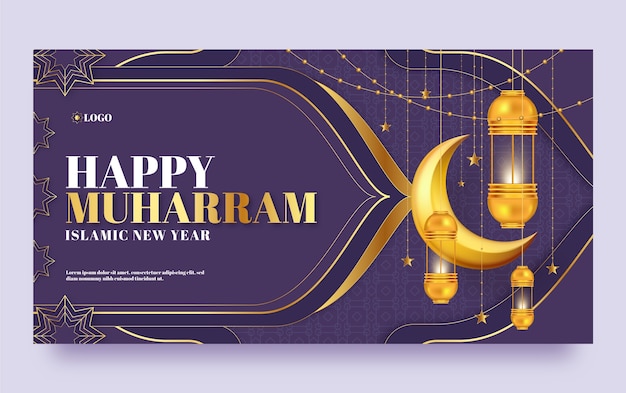 Free vector realistic islamic new year facebook post