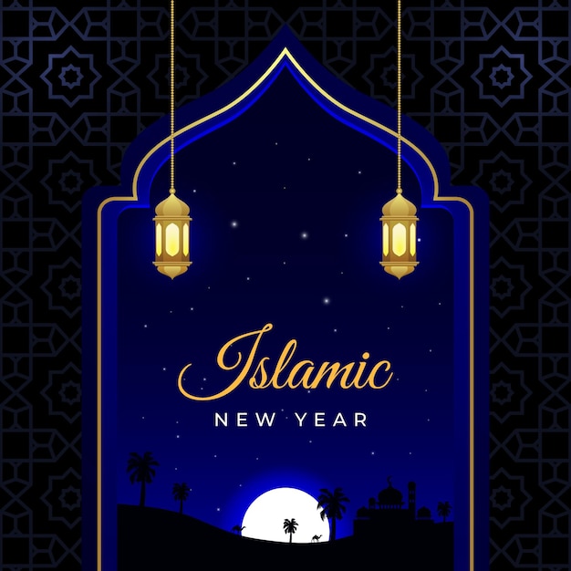 Realistic islamic new year illustration