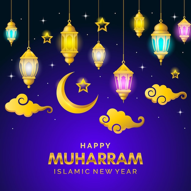 Realistic islamic new year poster