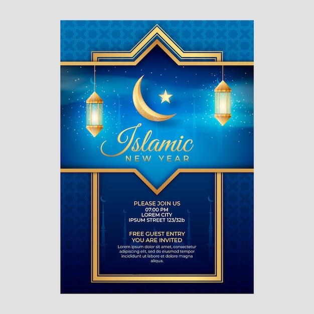 Free vector realistic islamic new year poster