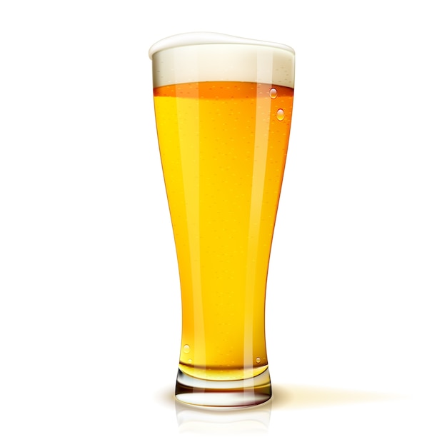 Free vector realistic isolated glass of beer with drops