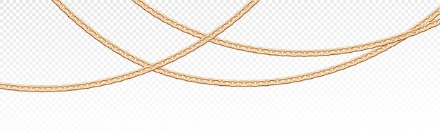 Vettore gratuito insieme realistico della catena dei gioielli di vettore dell'oro isolato
