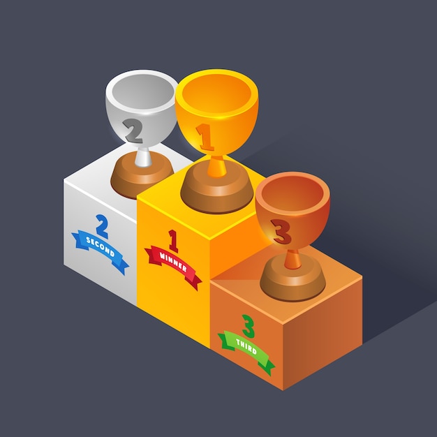 Realistic isometric podium rendering