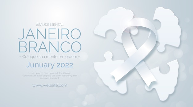 Free vector realistic janeiro branco horizontal banner