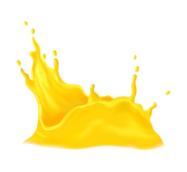 Free vector realistic juice drop splash composition with isolated liquid spot on blank background vector illustration