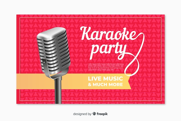 Free vector realistic karaoke party banner template