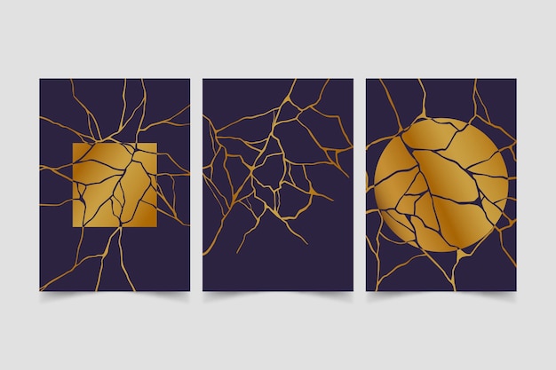 Free vector realistic kintsugi cover collection