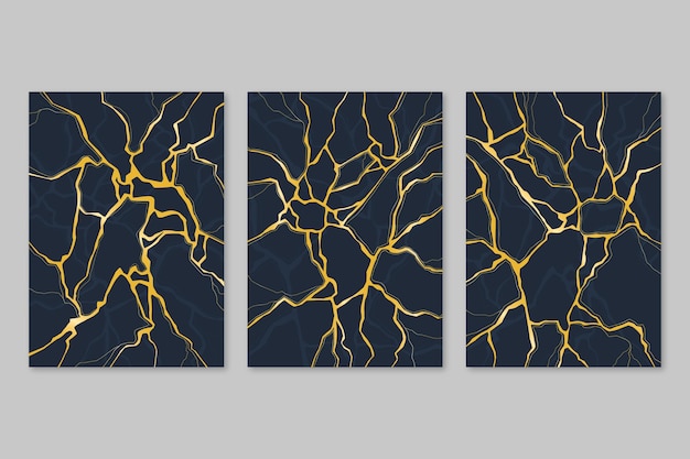 Vettore gratuito collezione di copertine kintsugi realistiche