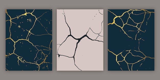 Realistic kintsugi cover collection