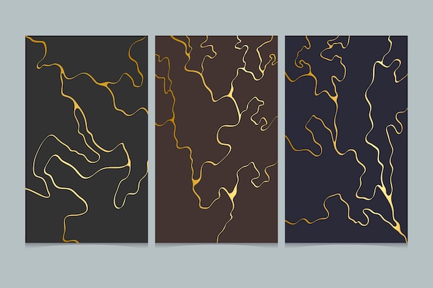 Realistic kintsugi cover collection