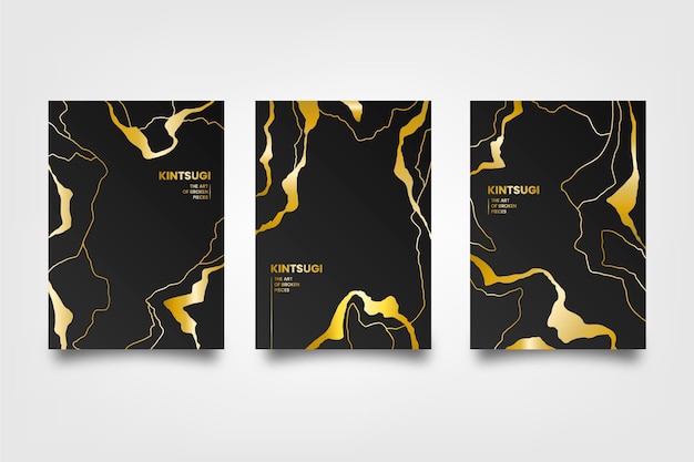 Realistic kintsugi cover collection