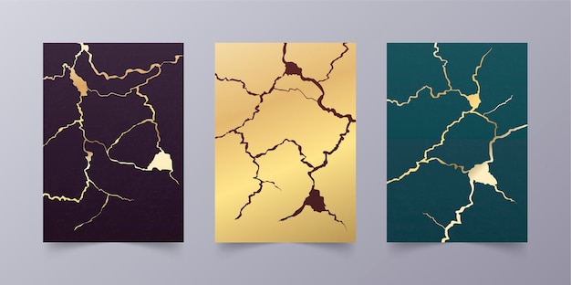 Realistic kintsugi cover collection