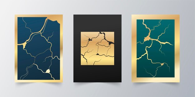 Realistic kintsugi cover collection