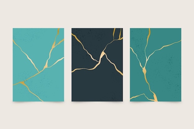Realistic kintsugi cover collection