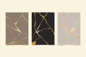 Free vector realistic kintsugi cover collection