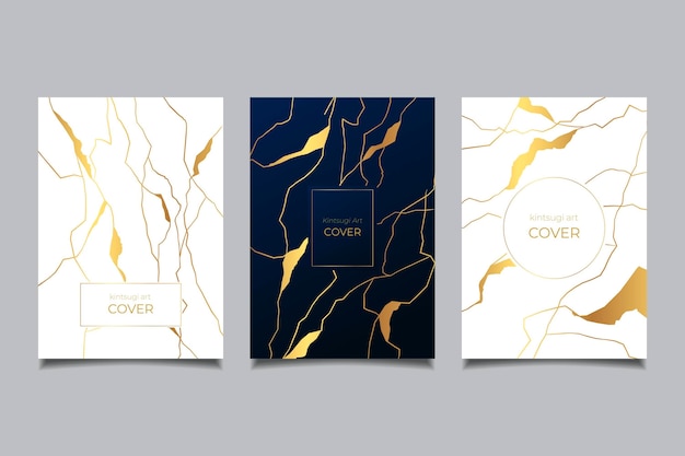 Free vector realistic kintsugi cover collection