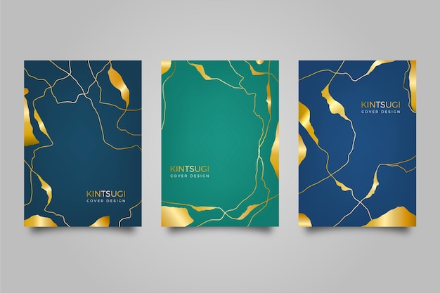 Free vector realistic kintsugi cover collection