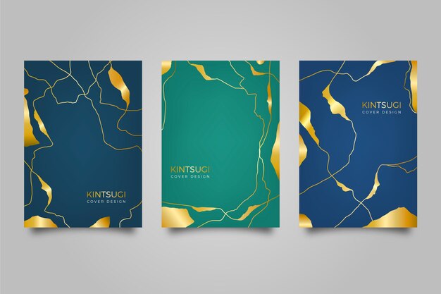 Realistic kintsugi cover collection