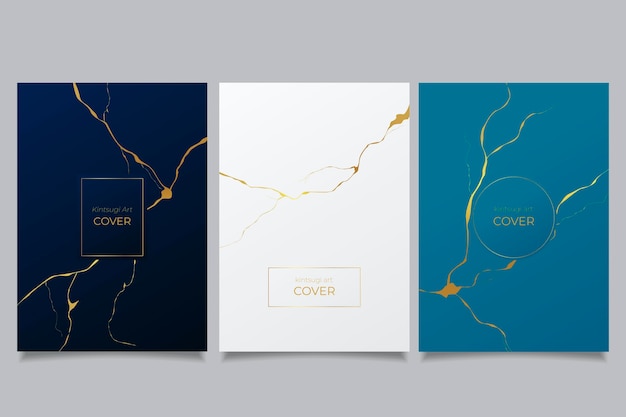 Realistic kintsugi cover collection