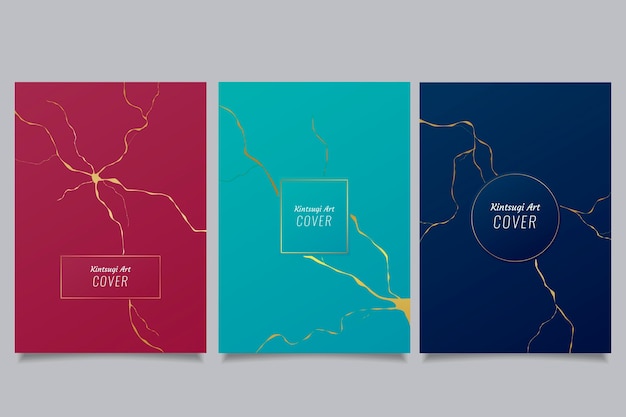 Realistic kintsugi cover collection