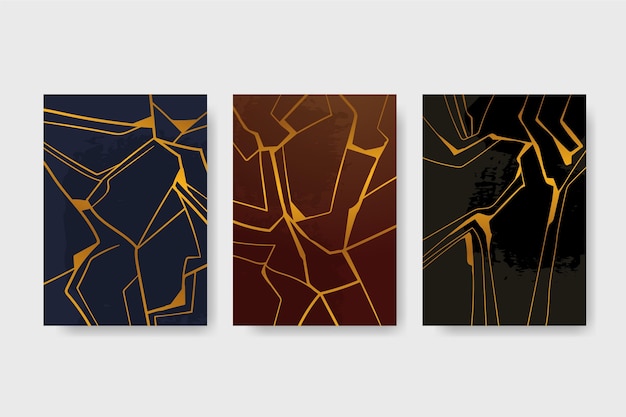 Free vector realistic kintsugi cover collection