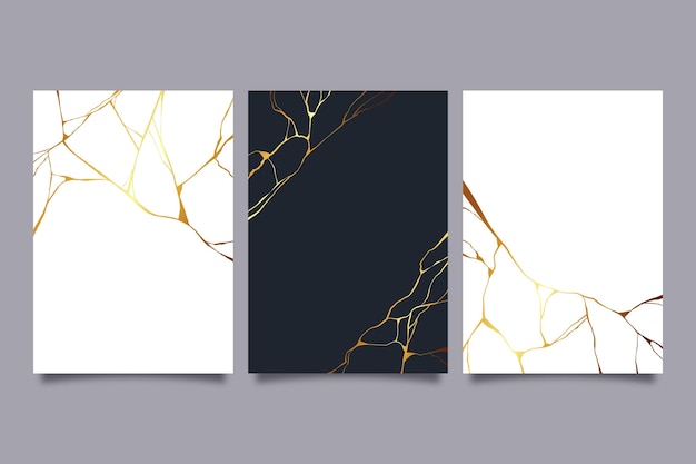 Realistic kintsugi cover collection